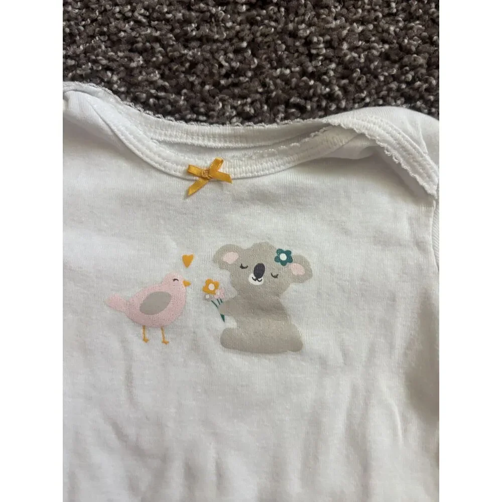 Carter's White Koala & Bird Long Sleeve Bodysuit 9 Months